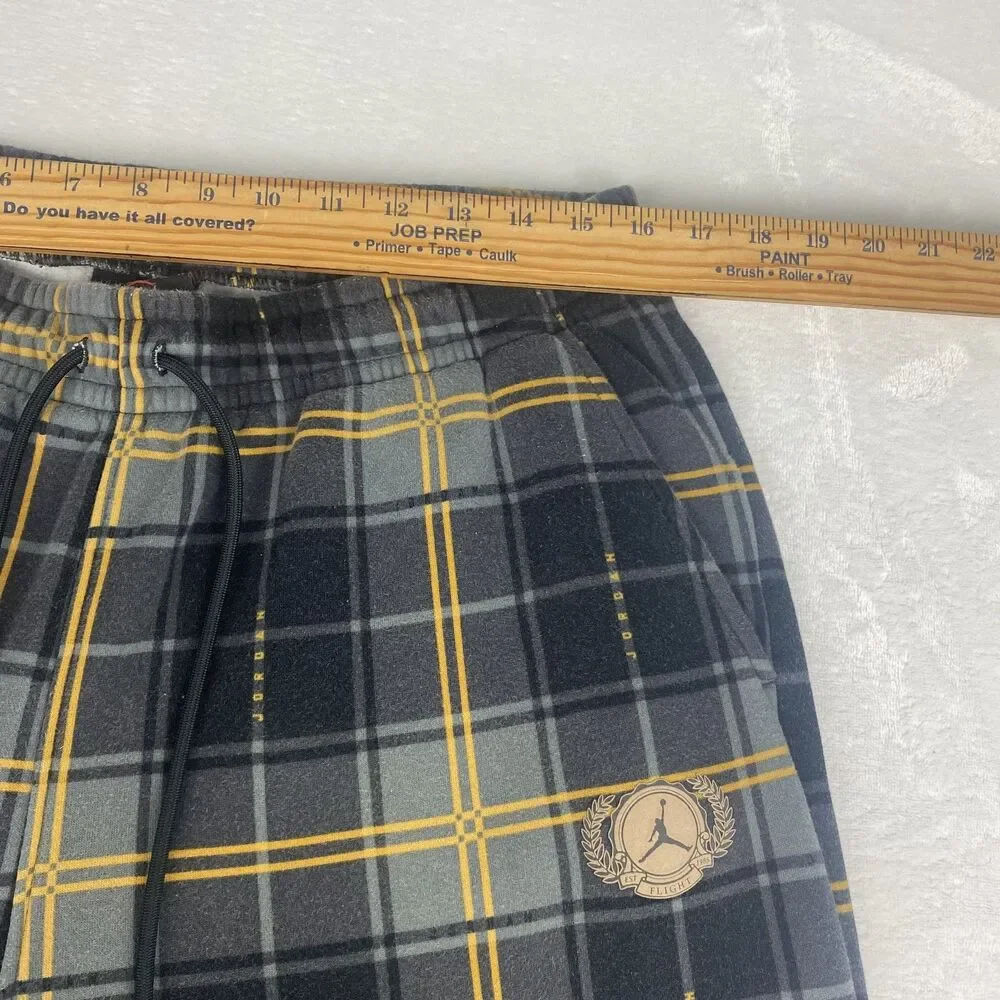 Jordan Hoodie and Sweatpant Set Mens  Extra Large Black Gold Plaid Logo Casual